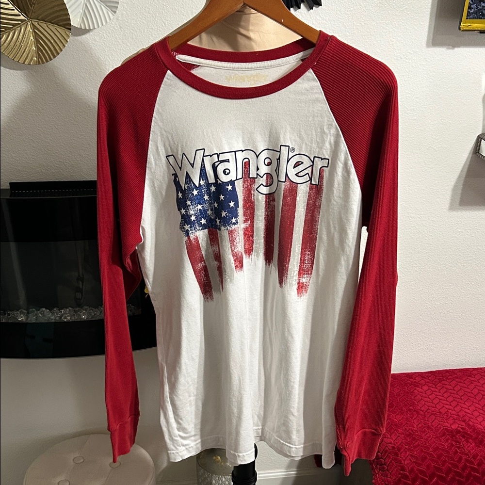 Wrangler Patriotic Red and White Raglan Shirt
